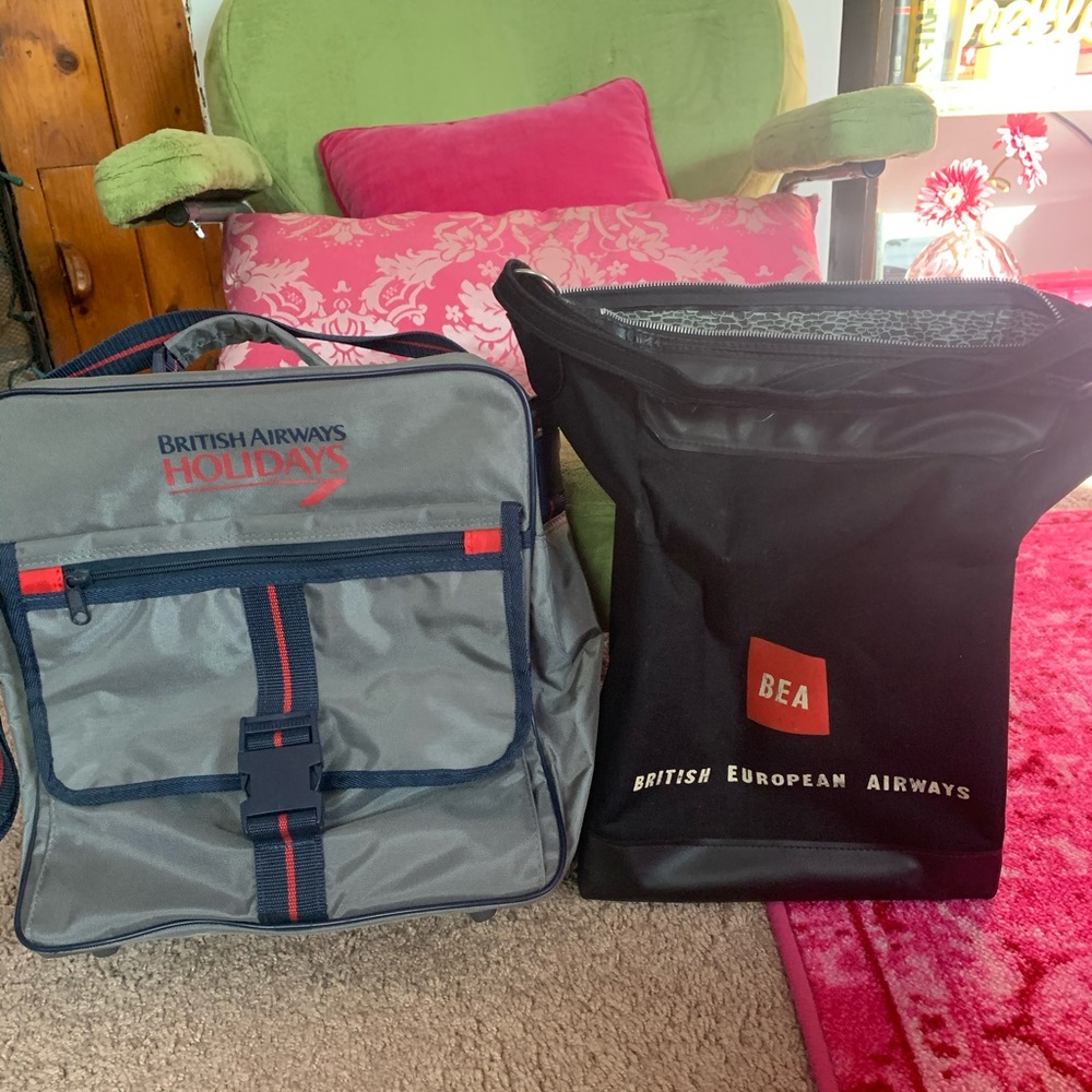 Two vintage British airways travel bags